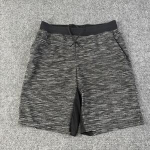 Lululemon Shorts Mens Large Gray Striped Lined 11 In Inseam Athletic Gym Running